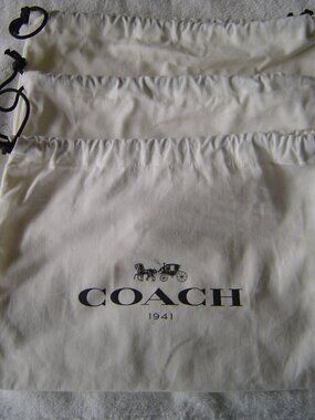 AUTHENTIC COACH LOT OF 3 COACH CANVAS DUST BAGS 12"X8"